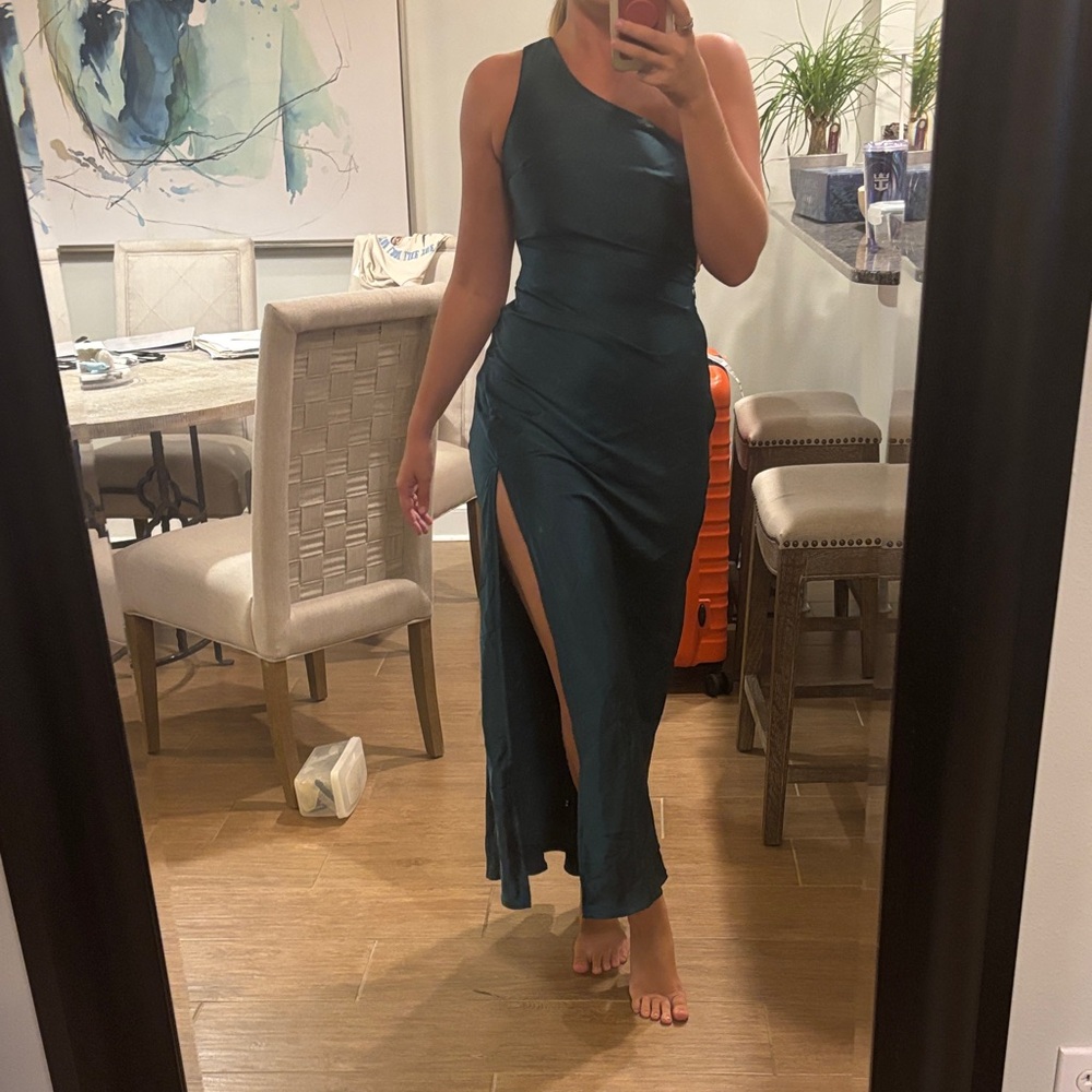 Hello Molly Teal One-Shoulder Dress